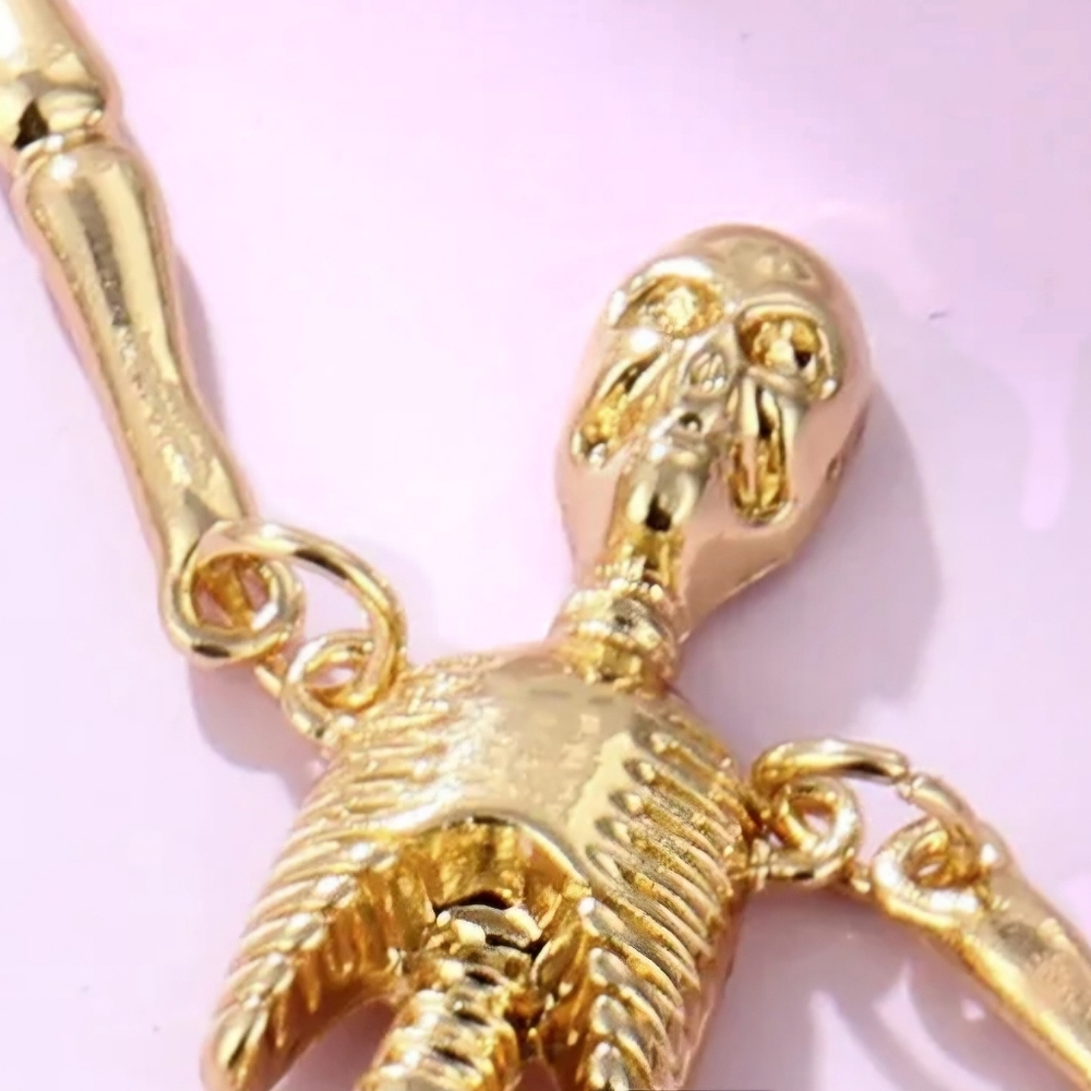 I'll Try & Restock Skeleton Earrings Gold Dangle Halloween - Picture 6 of 12